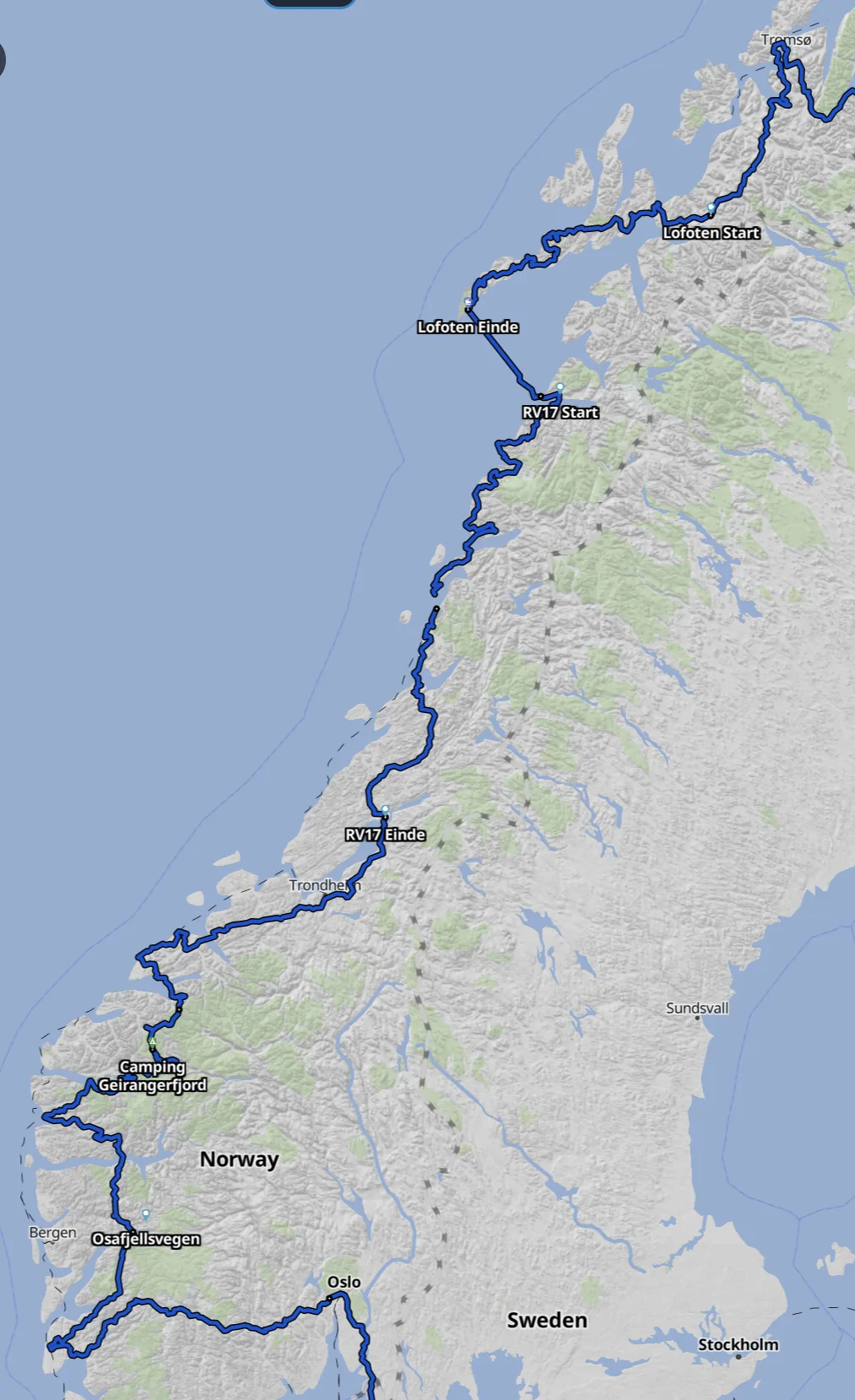 Route Scandinavie Norway